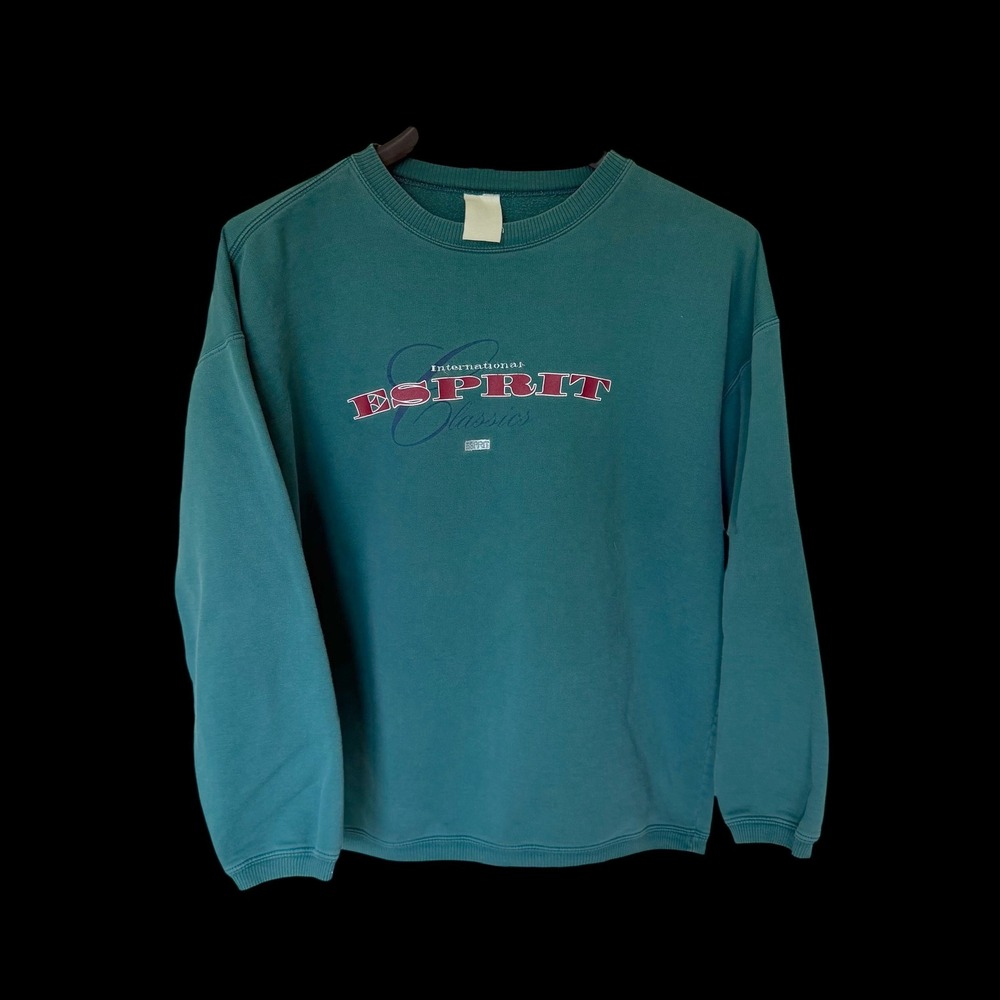 Esprit International Classics Sweatshirt Teal Green Logo Pullover XL